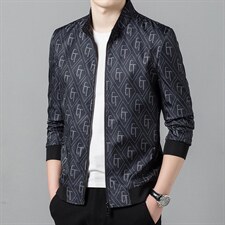 秋季男外套新款潮流休闲夹克男秋装爸爸装中年外套ASD66308-P160图片