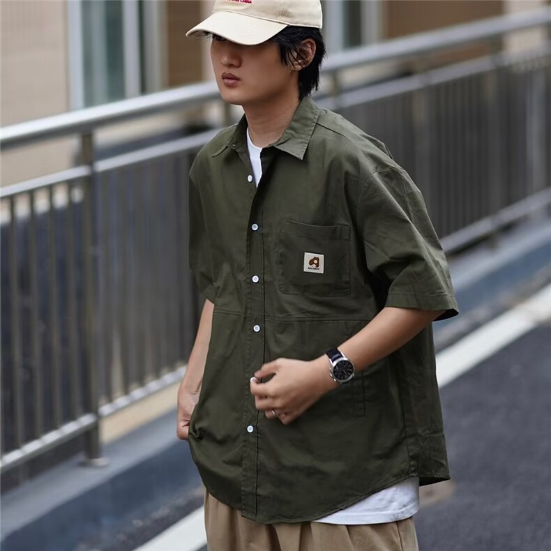 衬衫男短袖港风潮流文艺帅气2023夏季新款ins日系外套CY430-P38,男装衬衫,星座412-3