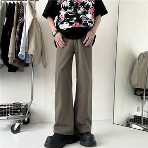 美式复古棕色牛仔裤男女宽松潮牌直筒长裤XZ205-1-YK03-P50图片