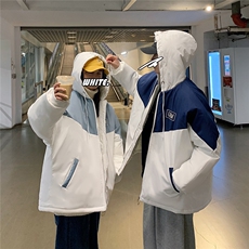 1港风情侣连帽宽松休闲拉链时尚大码M-5XL棉服外套男7786P60控98，男装棉衣，星座226-2