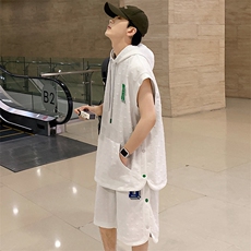 港风潮牌3D立体提花无袖套装背心短裤两件套男8028-P90控价118，男装背心/马甲，电商A441-1