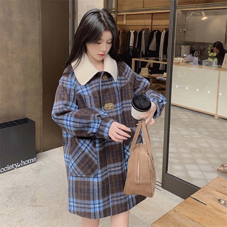 2024年冬季新款格子毛呢外套女0136,女装毛呢外套,浙宝069