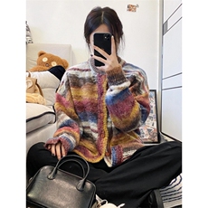 网络图现货！条纹撞色针织衫男宽松高级感开衫毛衣RMY219-P60，男装针织衫/毛衣，星座1005-6