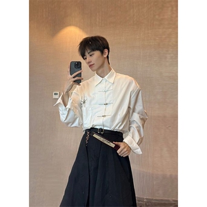 新中式男装风衬衫上衣高级感汉服衬衣汉元素唐装C694-P5图片
