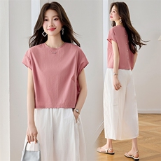 2026夏装新款简约时尚休闲上衣，女装T恤，阿丹