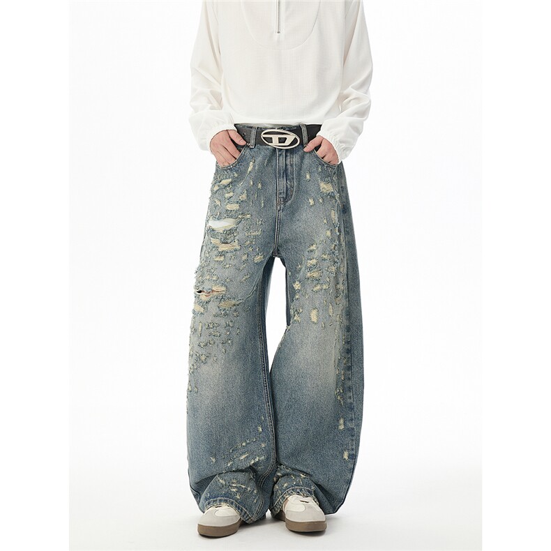 6109-风格店多横纱破洞高品洗水牛仔裤(P75X128)3,男装牛仔裤,电商C315