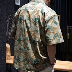 美式复古夏威夷衬衫短袖男夏宽松潮牌大码五分袖沙滩度假印花衬衣，男装衬衫，星座506A