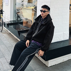 抖音得物高品质26春装美式高街重磅宽松结构高领连帽卫衣外套W60，女装短外套，电商A486-1