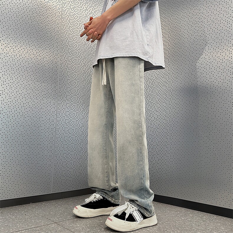 欧美高街vibe风阔腿宽松牛仔裤夏百搭复古ins潮牌N06040-P33,男装牛仔裤,星座308B-2