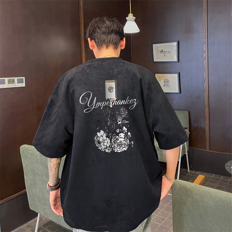量大优供视频重磅麂皮绒短袖T恤男JPDX193-特P19,男装T恤,电商B367