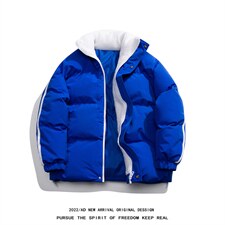 白底冬季新款侧边两条杠羊羔绒保暖百搭立领棉衣MY355P115控158，男装棉衣，电商A247-1