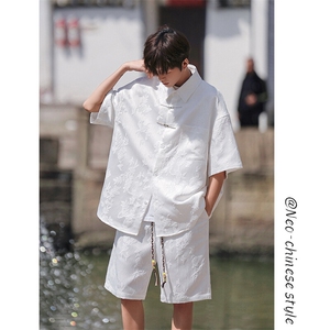 特批P60无差价夏季新中式风肌理感复古五分套装男CD2269+DK2169图片