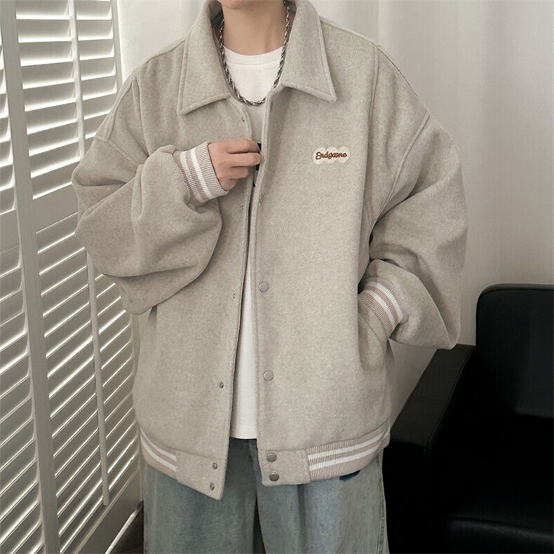 春秋现货新款毛呢外套宽松百搭夹克上衣A351-AJ23140-P105控148,男装夹克,电商A351