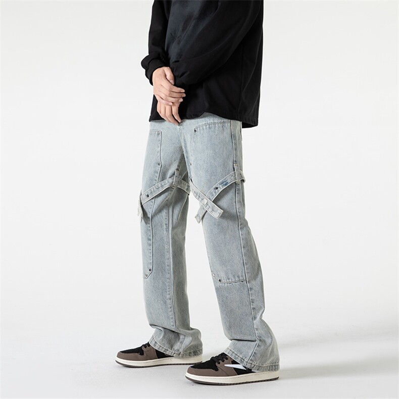 B2212022秋冬新款美式ins高街小众排扣牛仔裤LK22070-P60控78,男装牛仔裤,电商B221