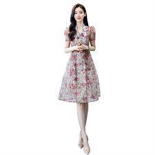 2021夏季新款时尚优雅气质碎花雪纺两件套外套加连衣裙，女装套装/套裙，艾仟回(原伊仟回)