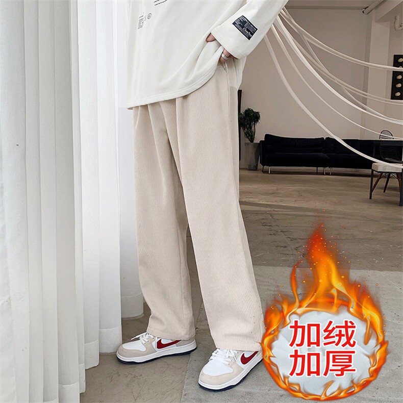 裤子男ins加绒加厚高质量灯芯绒阔腿裤男裤痞帅休闲裤K032-P40,男装休闲裤,星座308B-1