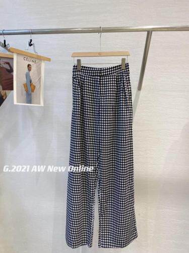 现货秋季新款千鸟格厚松紧腰直筒裤均码，其它，G