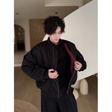 1506-1/MS50131/P84紫红色棉服男女双面穿飞行夹克立领丝绒棒球服，男装夹克，星座1506-1