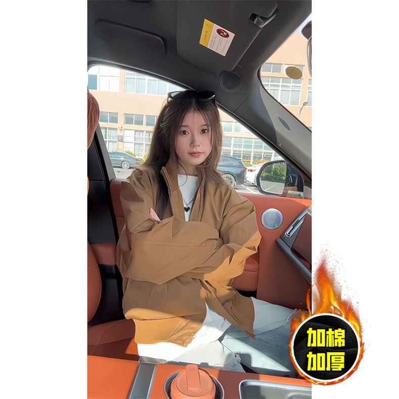 现货冬季美拉德立领飞行夹克廓形高街棒球服加棉加厚棉衣外套,男装夹克,电商A486-1