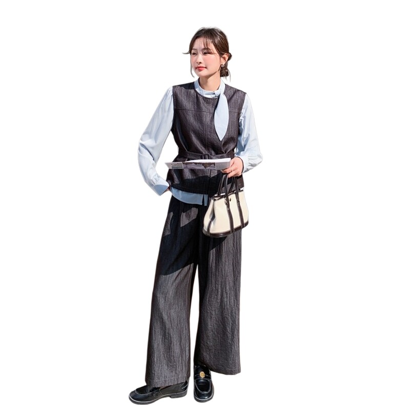 【主推】立领衬衣+时尚背心+阔腿裤套装2D148-2632-P185-K298,女装套装/套裙,2D148