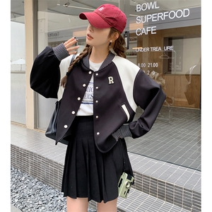 小众撞色拼接黑色棒球服82378-P140-K188图片