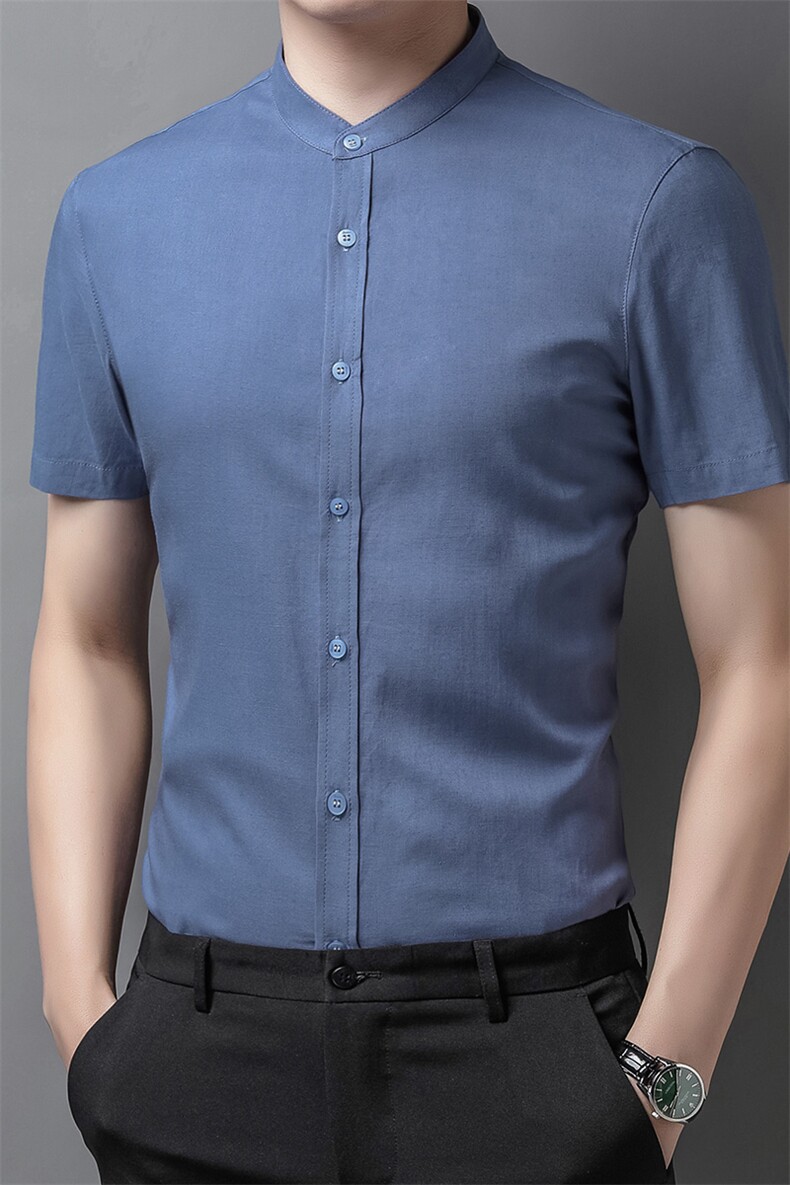 FL-M8055夏季青年2021男式薄款短袖亚麻衬衣风复古衬衫P58,男装衬衫,电商B360