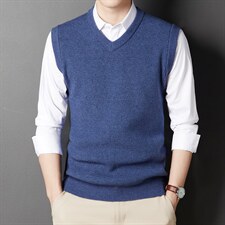 男士秋冬新款羊毛背心v领套头商务马甲毛衣休闲针织衫P80，男装针织衫/毛衣，钱塘6003（原4033）