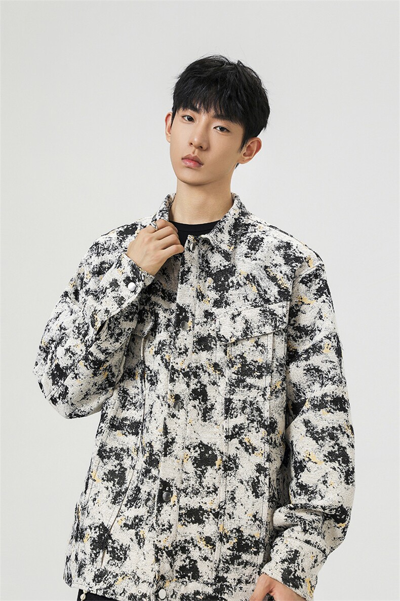 可二开定制扎染雾霾小香风面料大码M-5XL夹克男JK78082P79控128,男装夹克,星座226-1