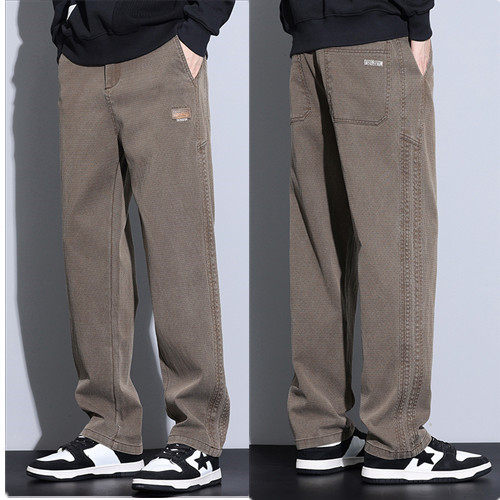 2025秋冬款男士青年微阔腿裤时尚百搭潮流春秋男装长裤K9036-P50，男装休闲裤，星座224-1