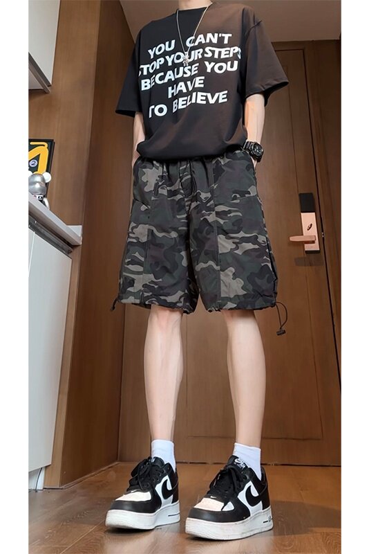 美式复古迷彩工装短裤男2025年夏季宽松伐木五分裤310A-DK08-P30,男装牛仔裤,四季星座310A