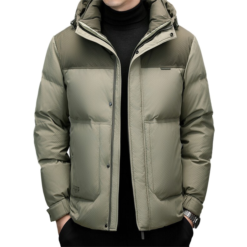 男装面包羽绒服YR8830新品主推90绒子印花拼提花格面料实体品质,男装羽绒服,钱塘207-1