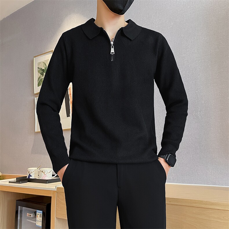 301A-1/M85/P58男士秋冬新款半拉链翻领纯色毛衣男冬季打底衫,男装T恤,星座301A-1