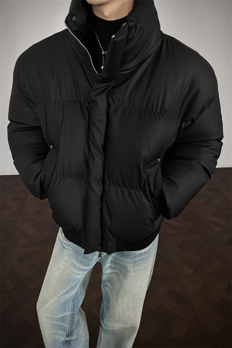 支持二开立领PU皮棉服男短款棉衣外套宽松面包服M810-P75,男装棉衣,电商A441