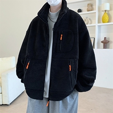 支持二开秋冬颗粒绒外套男女纯色立领加绒加厚羊羔绒棉衣932-P110，男装棉衣，电商A441