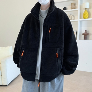 支持二开秋冬颗粒绒外套男女纯色立领加绒加厚羊羔绒棉衣932-P110图片
