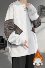 8XL-M民族风加绒加厚卫衣男款冬季拼接套头衫特大码外套WY005P58，男装卫衣，电商B312