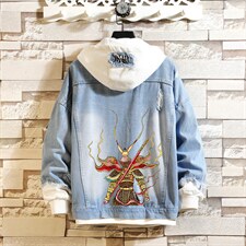 2022大货男士假两件牛仔衣情侣外套印花夹克JK666-P55，男装工装外套，星座1103-1