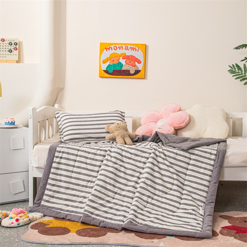 新款全棉色织天竺棉夏被，被套/被芯，一起卖家纺