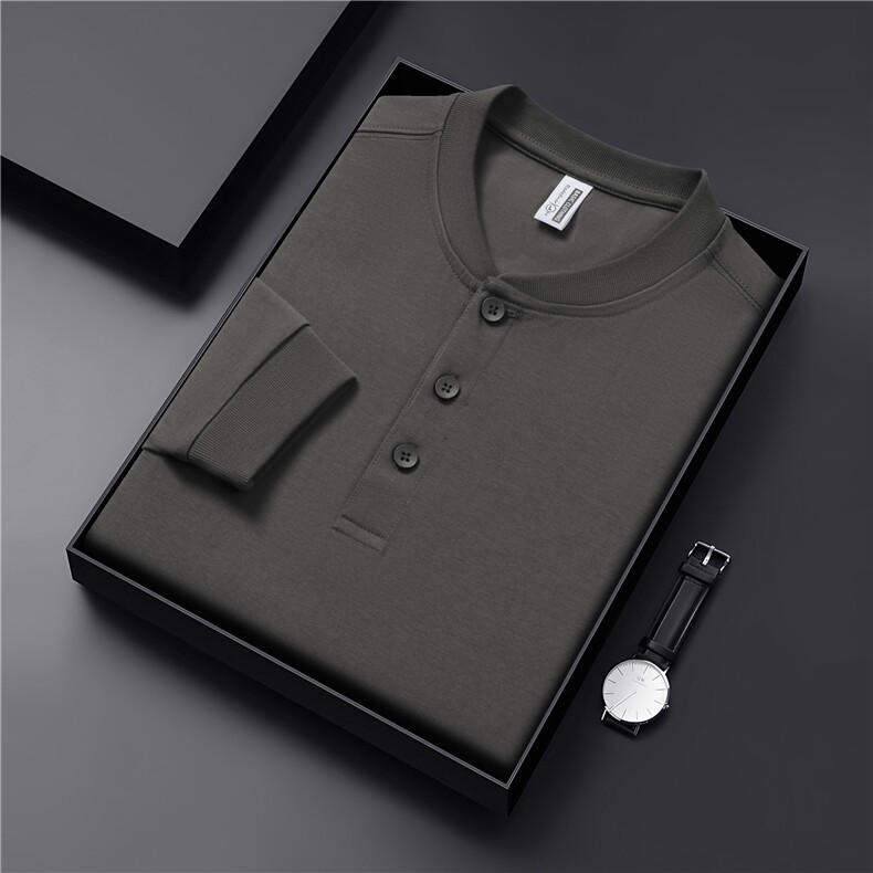 2025秋季新品240克索罗娜亨利领长袖t7A抗菌70%棉打底衫5011P40,男装T恤,星座1602B（原101B-1）