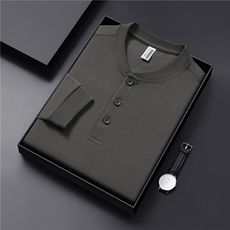 2025秋季新品240克索罗娜亨利领长袖t7A抗菌70%棉打底衫5011P40，男装T恤，星座1602B（原101B-1）