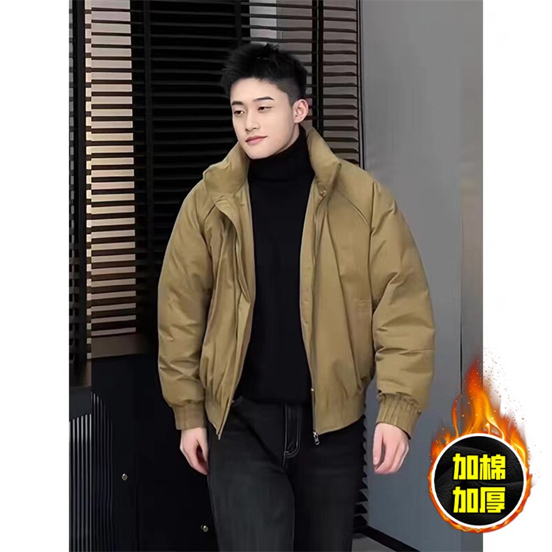 现货美式高街休闲棉衣夹克三防立领纯色户外工装加厚棉服外套,男装夹克,电商A486
