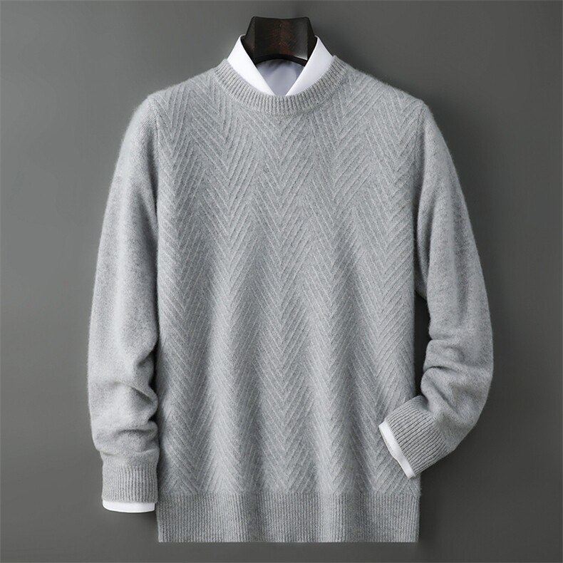 2025年秋季长袖时尚都市圆领圆领菱形，男装羊毛衫，千国羊绒