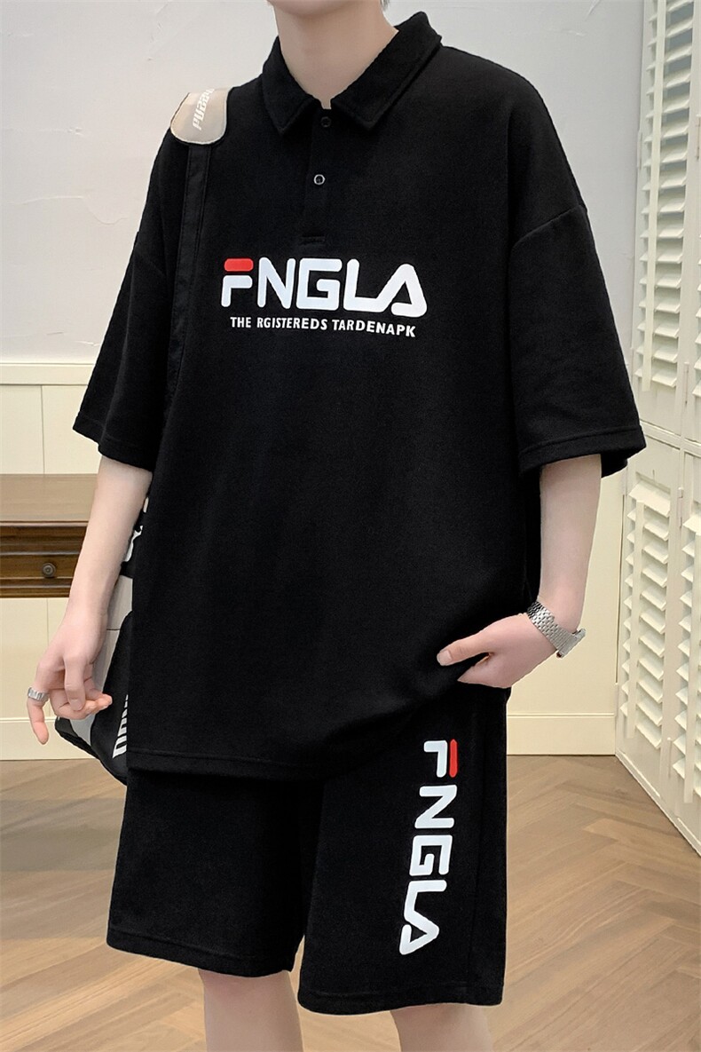 夏装学生潮休闲运动半袖套装时尚印花短裤T恤男女6623-P70控价98,男装T恤,电商A441-1