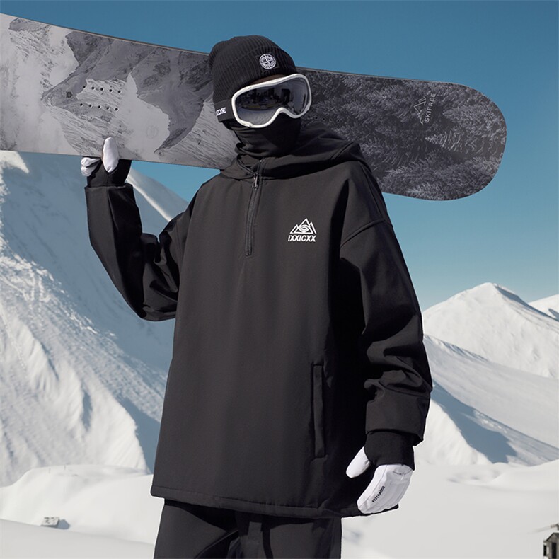 防风防水兔耳保暖滑雪服男女银狐绒大码设计感外套M38-P125控178,男装棉衣,电商A001