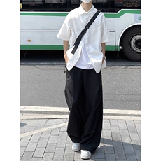白衬衫男短袖秋季设计感高级潮牌潮流宽松休闲大码半袖衬衣，男装T恤，星座218-1（原230）