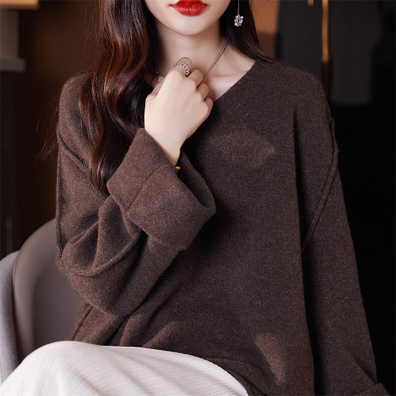 纯色休闲简约女2024年新款秋冬季针织羊毛衫,女装羊毛衫,琳尚羊绒