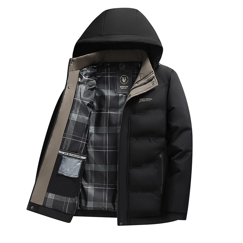 冬季棉衣休闲加厚保暖棉服中长款爸爸装可脱卸帽商务棉袄大码男,男装棉衣,钱塘6003（原4033）