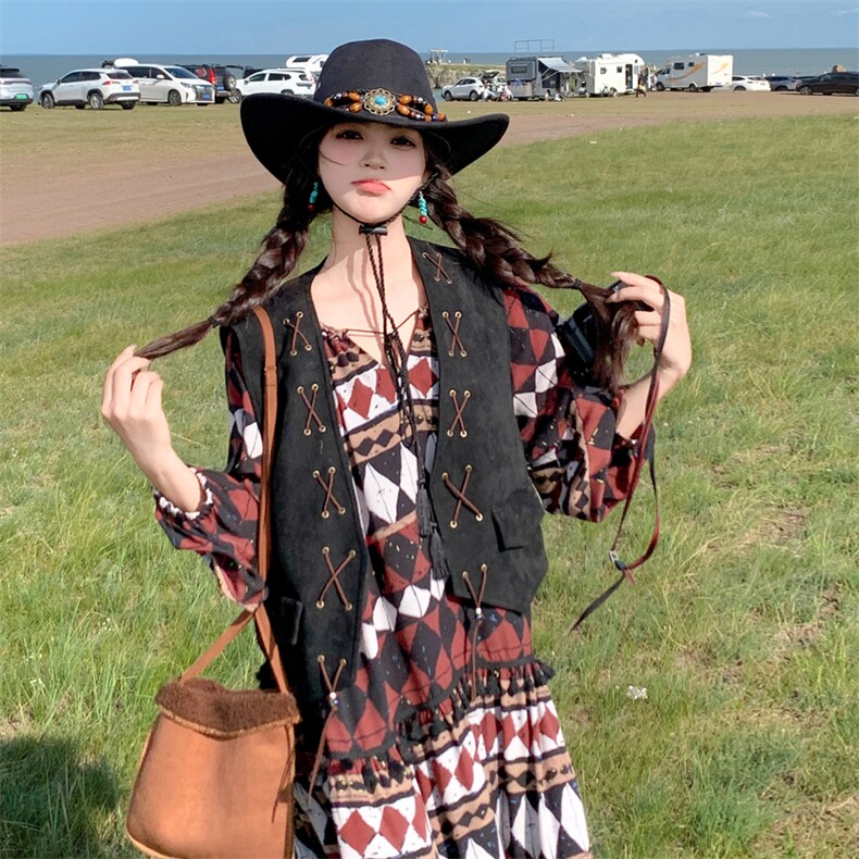 春季已出春秋旅游季马甲连衣裙套装,女装套装/套裙,2C120