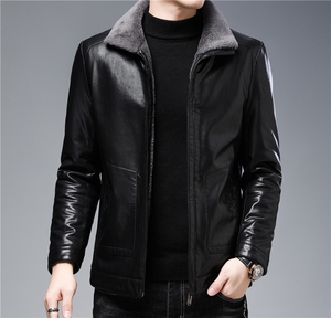 新款休闲皮羽绒服男中青年商务休闲男式爸爸装ZS887-P290图片