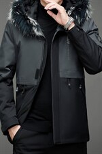 MJ-21016冬季男士派克服可脱卸加绒内胆连帽中长款风衣P450，男装风衣，电商B360